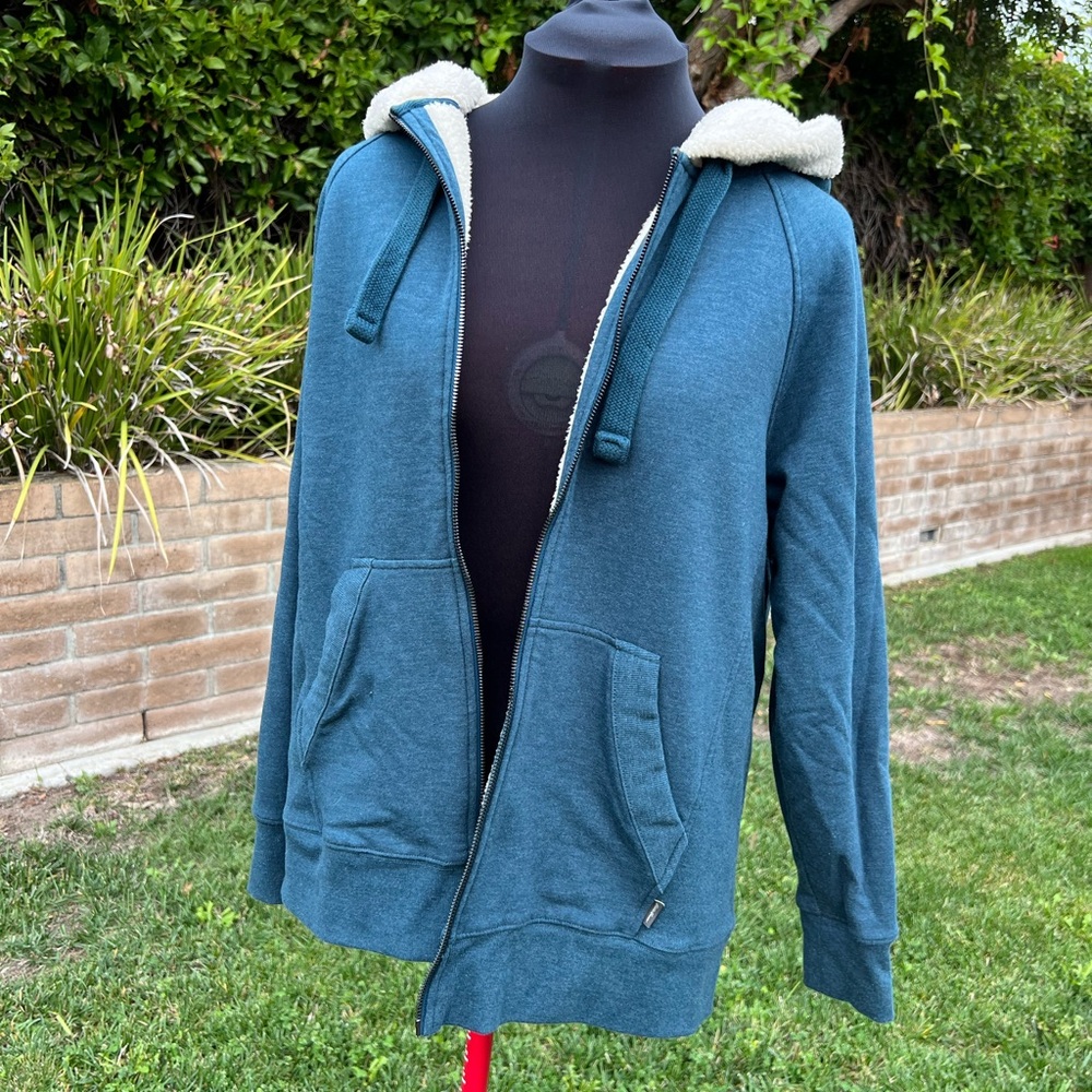 Eddie Bauer Teal and Cream Sherpa Hoodie Jacket
